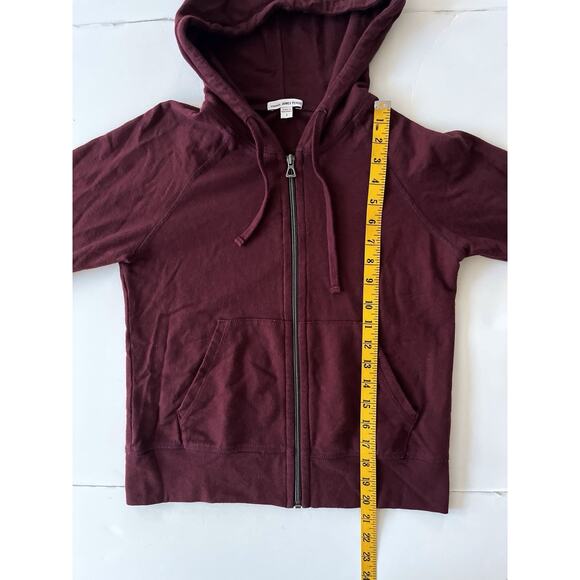 James Perse Cotton-Terry Hoodie Sweatshirt Women 1(S) Maroon Athleisure - Picture 4 of 8